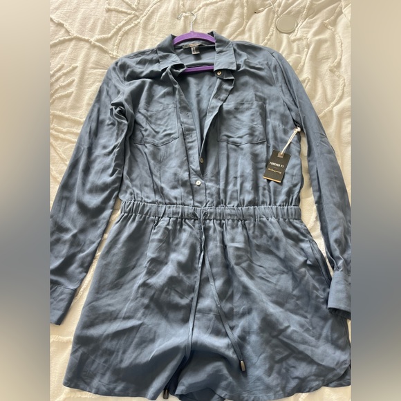 Forever 21 Contemporary slate blue long sleeve romper - Picture 4 of 8